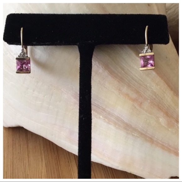 Vintage Jewelry - VTG Pink Sapphire Diamond 10k Gold Earrings FINAL🔥